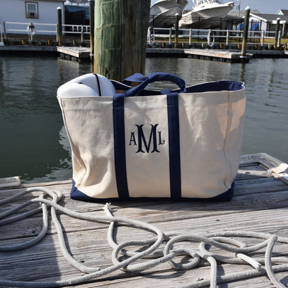 Monogram Canvas Bag, Beach Tote, Boat Tote