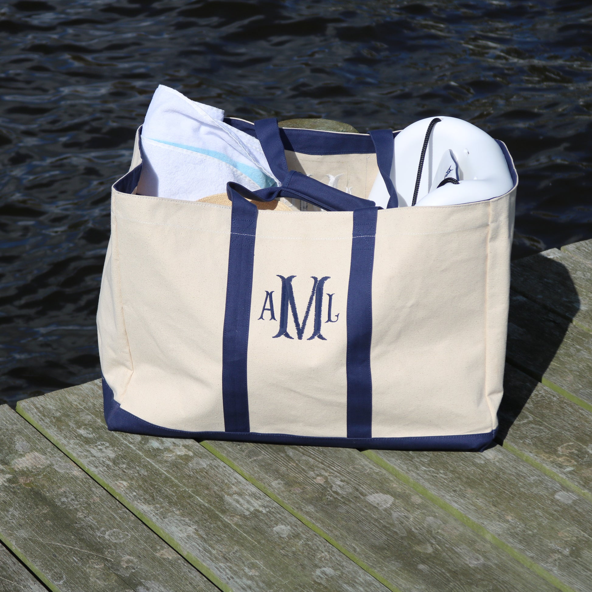 Boat Tote, Canvas Large Tote, Monogram Tote