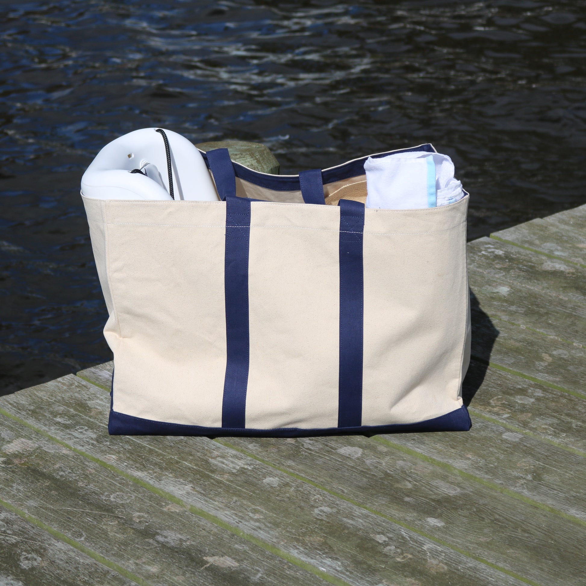 Boat Tote, Canvas Large Tote, Monogram Canvas Tote