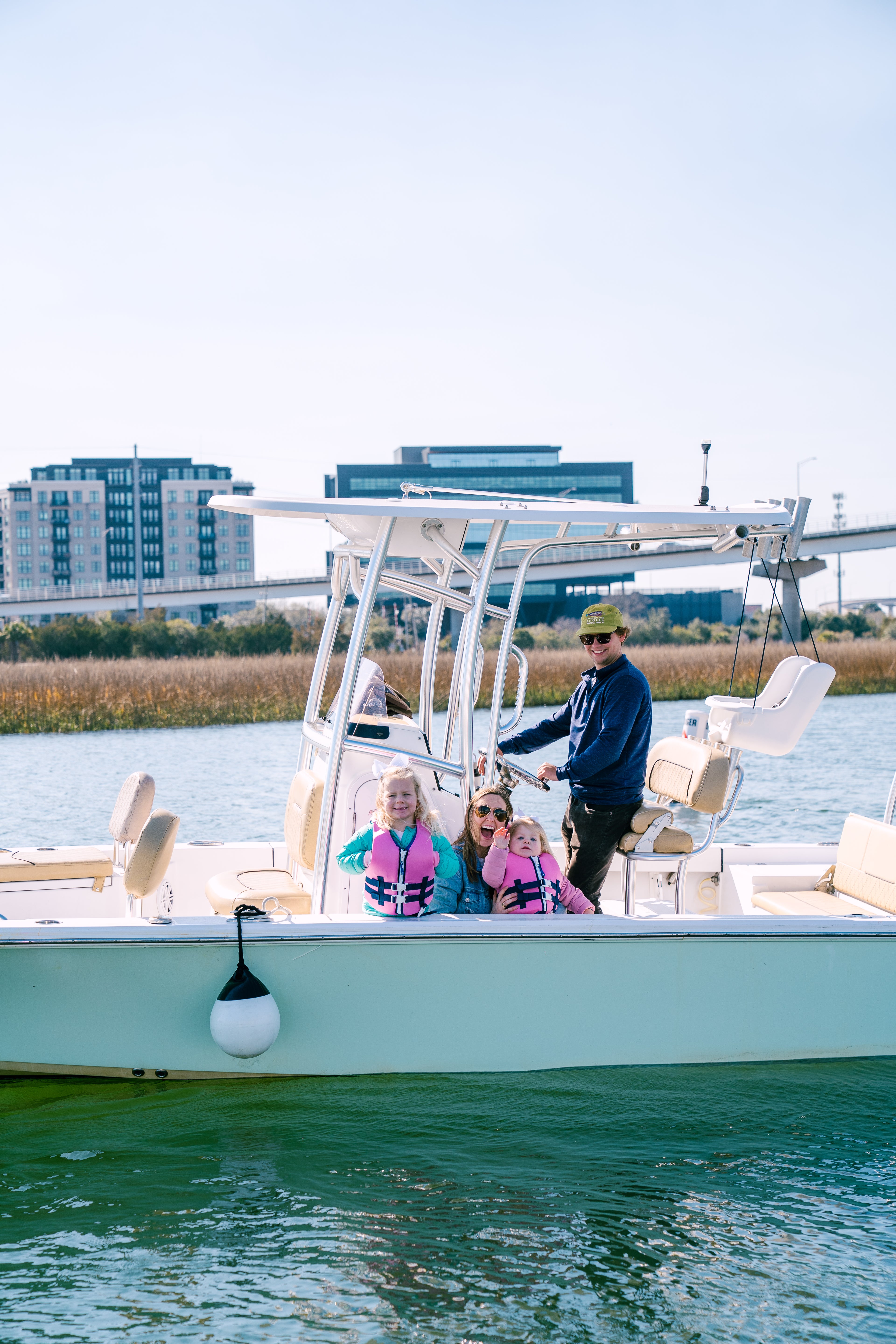 Family on the boat